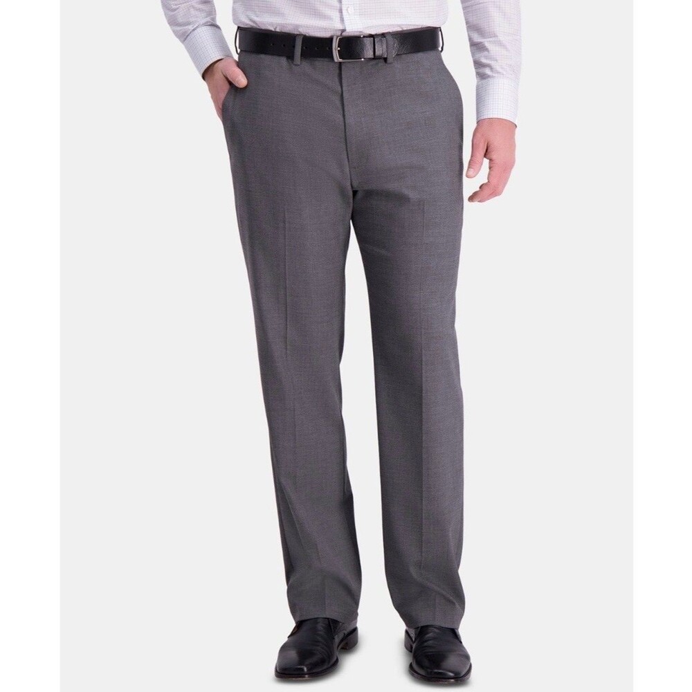 $100 NEW JM HAGGAR Mens 40x32 Gray Classic Fit Soft Premium Dress Pants/Slacks